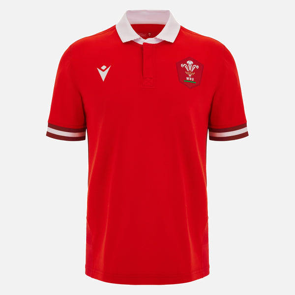 Macron Wales WRU 23/24 HOME 6 Nations S/S Rugby Shirt Adults