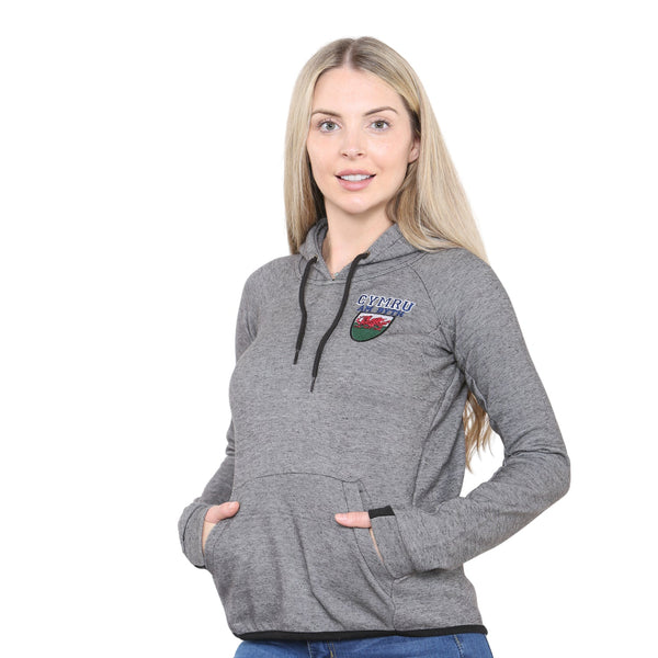 Wales Cymru Womens Oxford Style Charcoal Hoodie