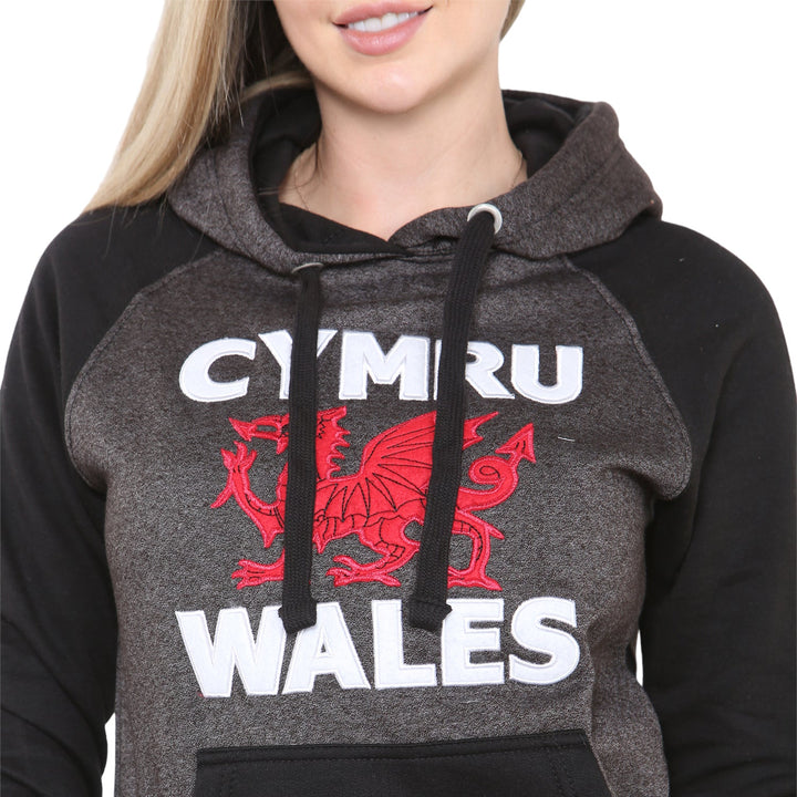 Wales Cymru Womens Dragon Applique Hoodie