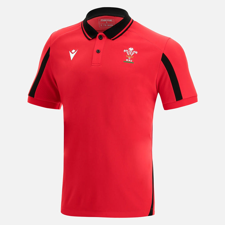 Macron Wales WRU 21/22 Kids Travel Staff Tech Polo 