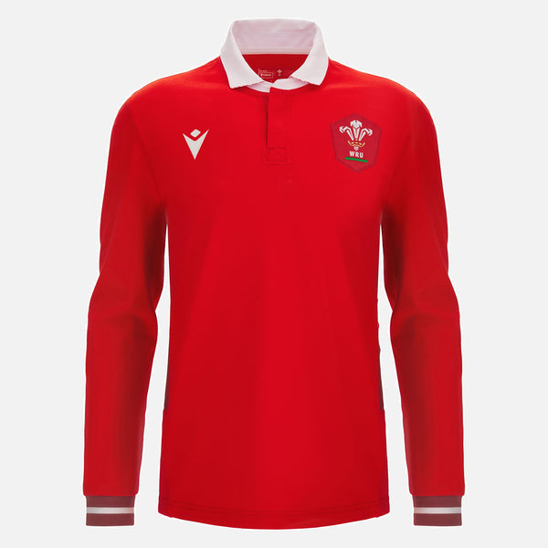 Macron Wales WRU 23/24 HOME 6 Nations L/S Rugby Shirt