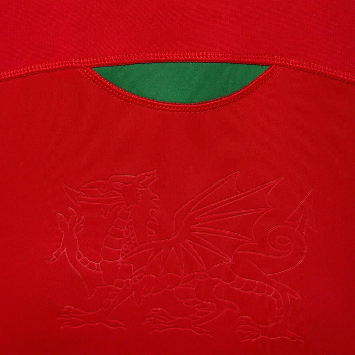 Wales WRU Home Cotton Long Sleeve Rugby Polo Shirt - Red