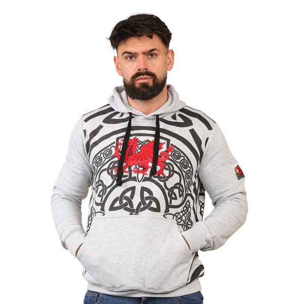 Wales Cymru Adults 'Celtic Tattoo' Grey Hoodie