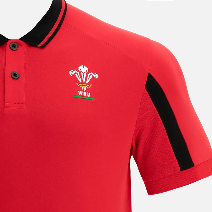 Macron Wales WRU 21/22 Kids Travel Staff Tech Polo 