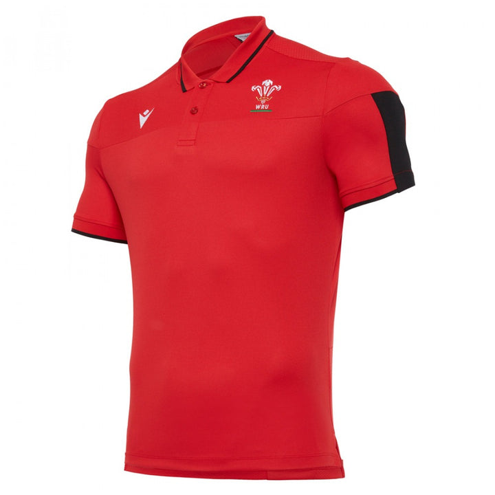 Macron Wales WRU 20/21 Mens Travel Player Tech Polo 