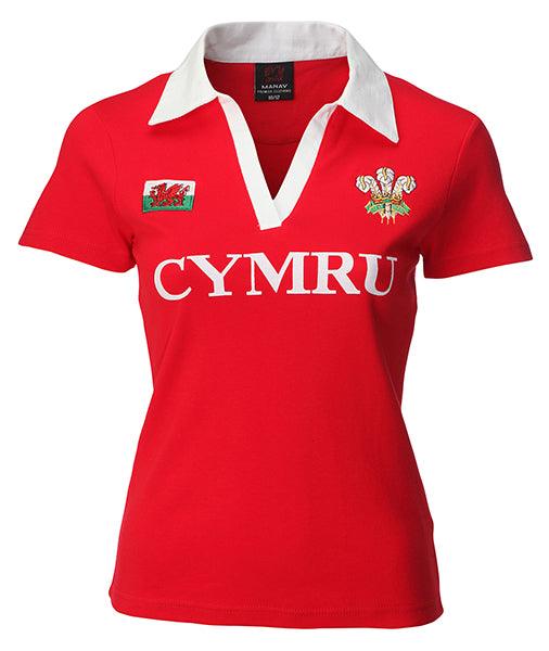 Womens Short Sleeve Welsh Wales 'CYMRU' Rugby Shirt