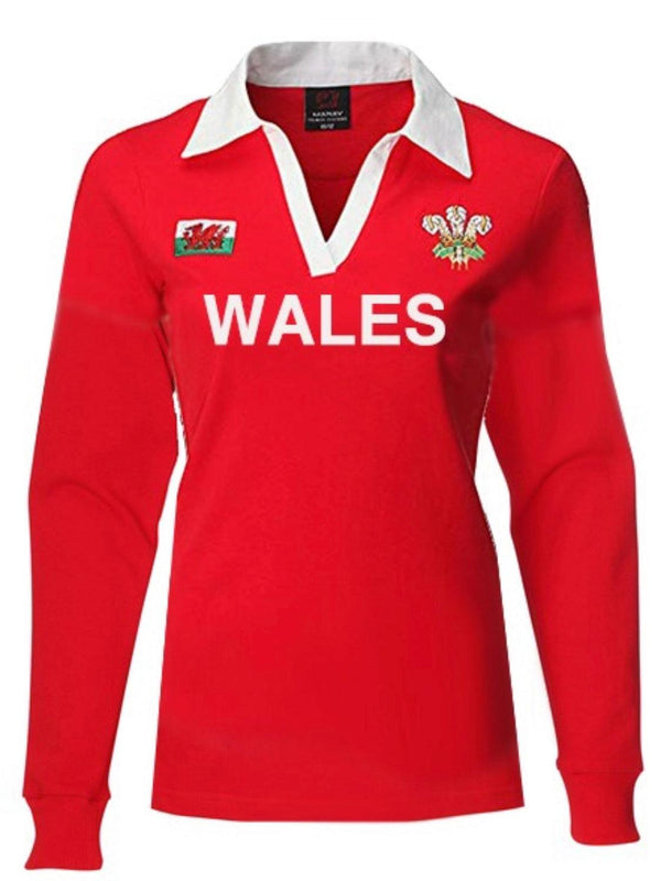 Wales Cymru Womens 'Hannah' Long Sleeve 'WALES' Rugby Shirt