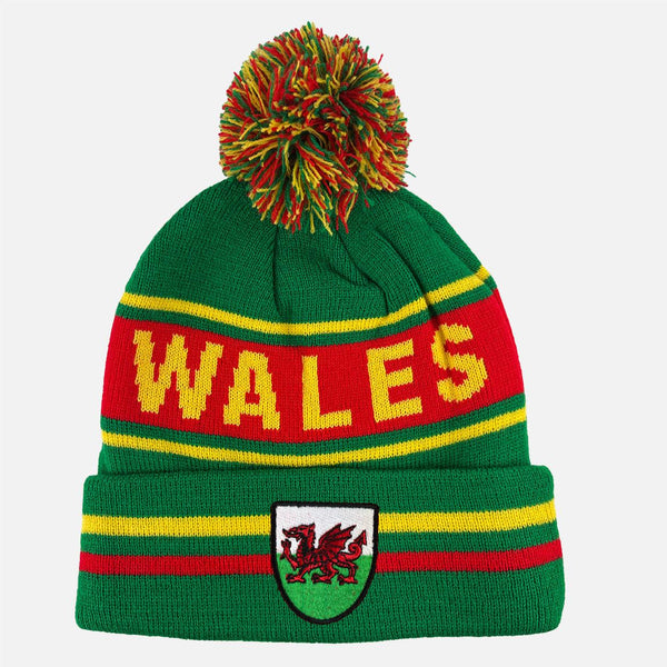 Wales Gold Stripe Bobble Hat