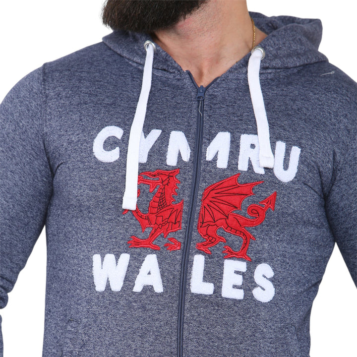 Cymru Wales Dragon Full Zip Marl Hoodie
