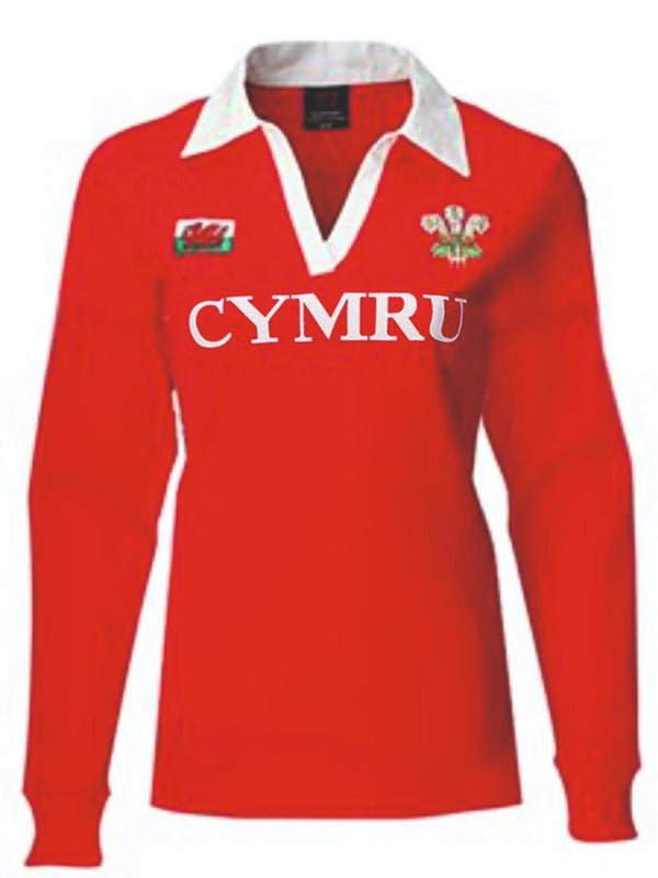 Wales Cymru Womens 'Hannah' Long Sleeve 'CYMRU' Rugby Shirt
