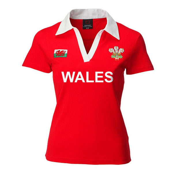 Womens Short Sleeve Welsh Wales 'WALES' Rugby Shirt