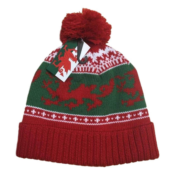 Welsh Wales Red Dragon Bobble Hat
