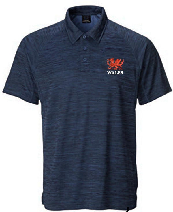 Wales Cymru Mens 'Lewis Antique' Navy Polo Shirt