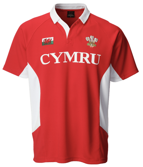 Wales Cymru Mens Colyn Collar Red Rugby Shirt