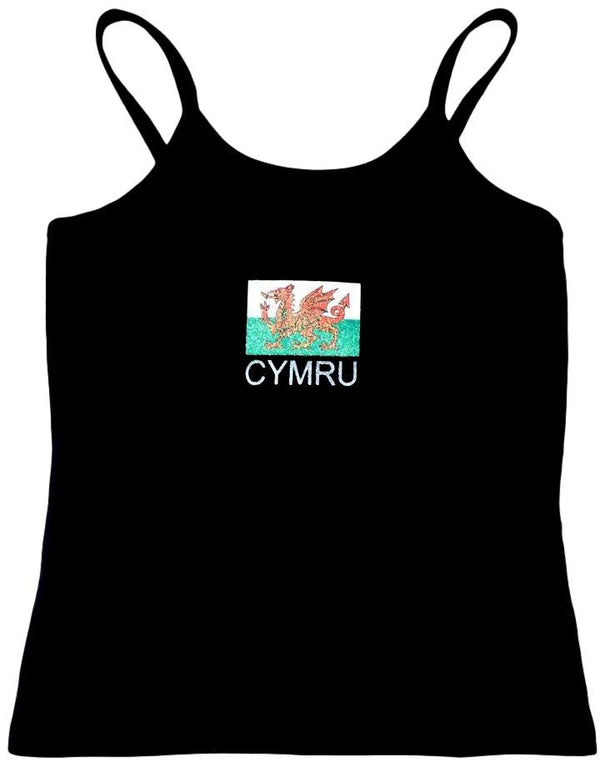 Wales Cymru Womens Glitter Flag Camisole