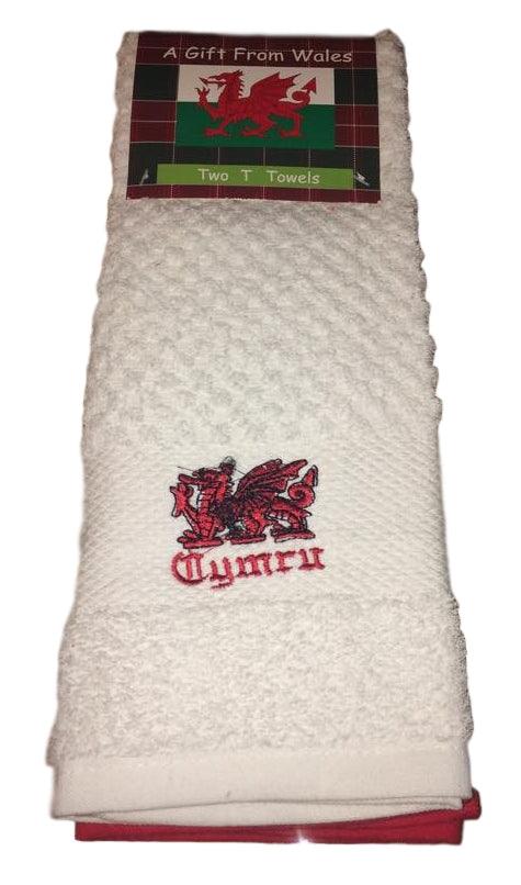 Set of 2 Welsh Wales Tea Towels