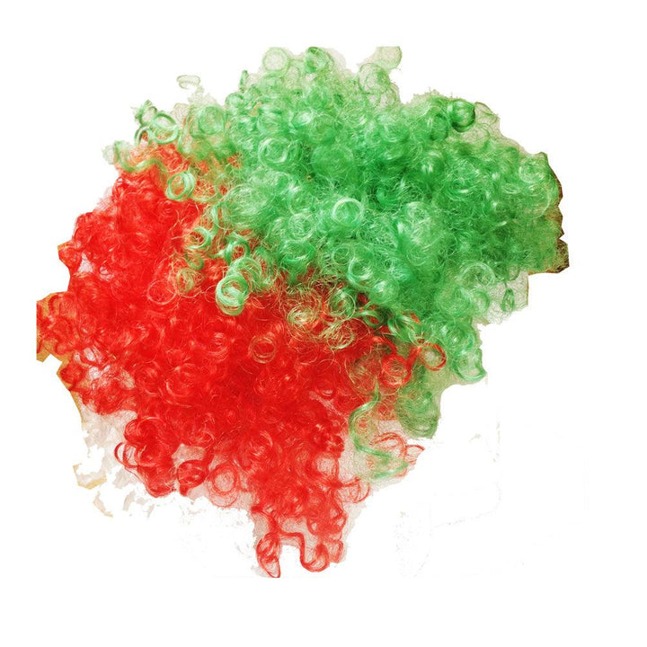 Red White & Green Curly Afro Novelty Wig