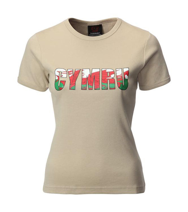 Wales Cymru Womens Flag print Skinni Fit T-Shirt