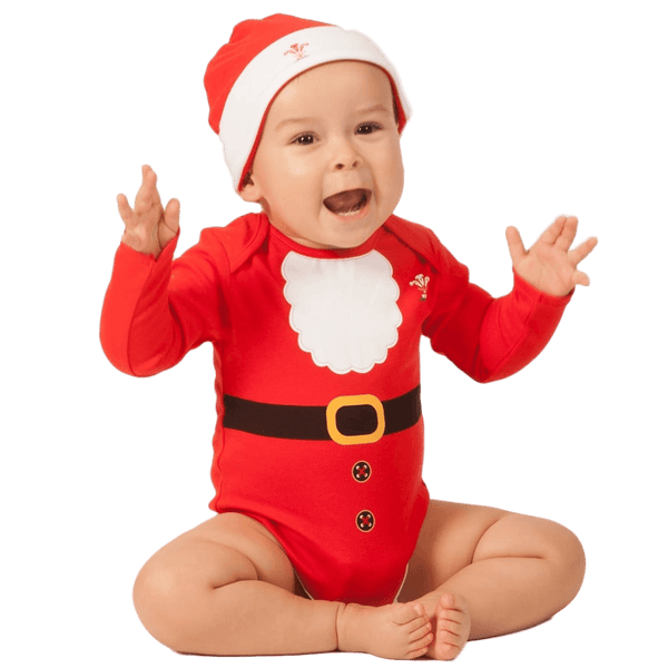WRU Wales Baby Christmas Santa Body and Hat Set